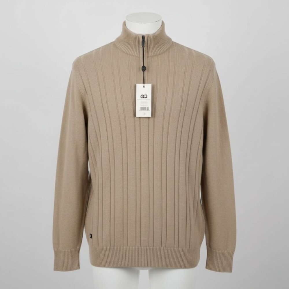 NWT Geoffrey Beene Men's Taupe Classic Half Zip Sweater